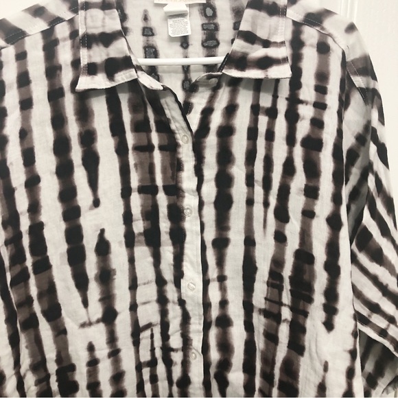 🆕 La Blanca Java & White Tie Dye Stripe Button Up Cover Up one size - Picture 4 of 9